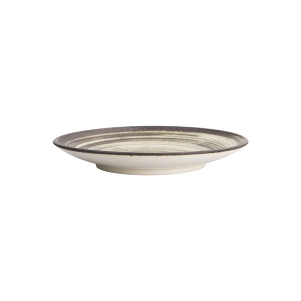 Plate Asashio Black/White, Stoneware, Ø 22.7 × 3.1 cm, Item No. 21627