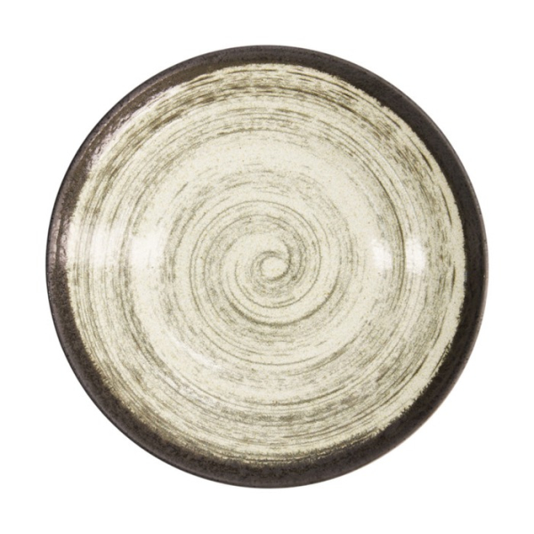 Deep Plate Asashio Black/White, Stoneware, Ø 29 × 6 cm, Item No. 21632