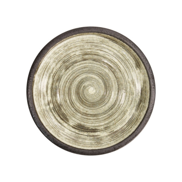Plate Asashio Black/White, Stoneware, Ø 24.8 × 3.5 cm, Item No. 21639
