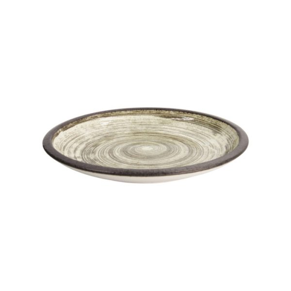 Plate Asashio Black/White, Stoneware, Ø 24.8 × 3.5 cm, Item No. 21639