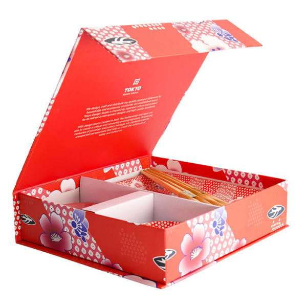 4 w/Chopsticks Red Kawaii Flower Sushi Plate Giftset Set at g-HoReCa (picture 1 of 5)