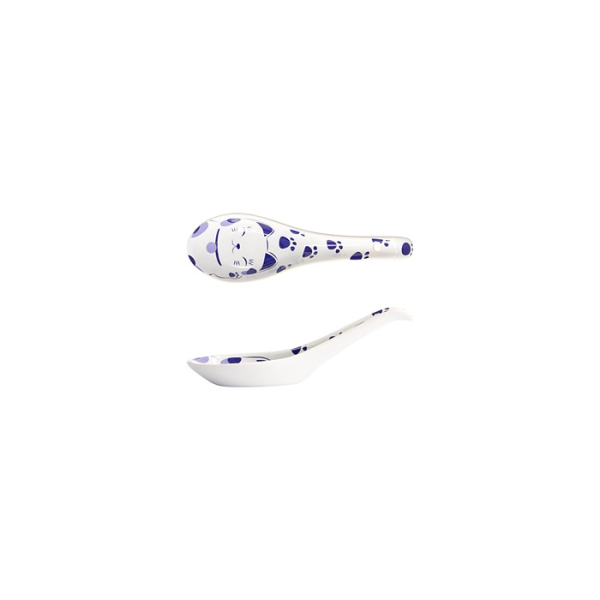 Tokyo Design Studio Soup Spoon Kawaii Maneko Blue, Porcelain, 13.8 cm