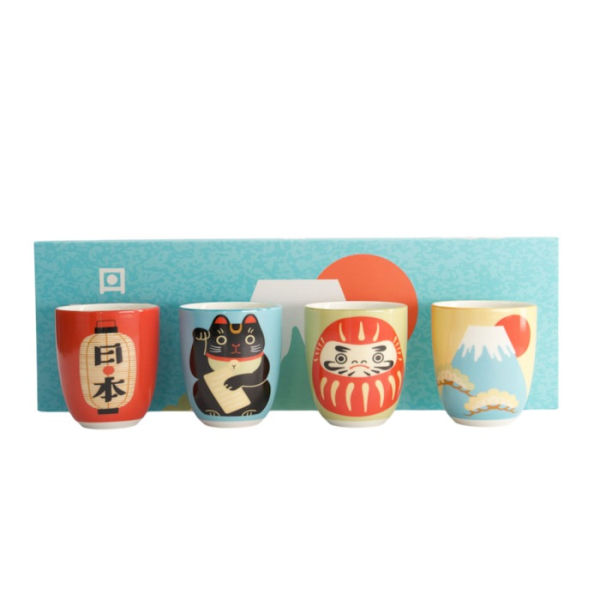 Mug Set Kawaii Japan, 4 pcs., Porcelain, Ø 7 × 8 cm, 170 ml, Item No. 21773