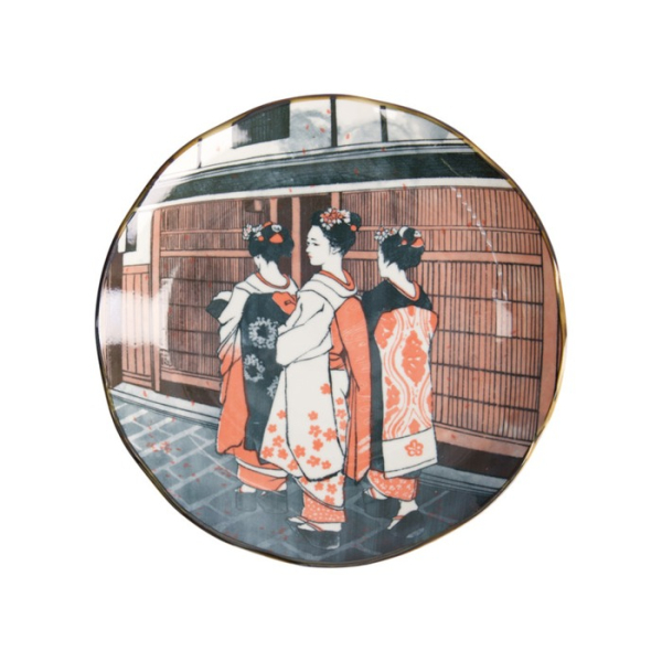 Plate Asakusa Geisha White/Red/Black, Porcelain, Ø 25 × 3 cm, Item No. 21788
