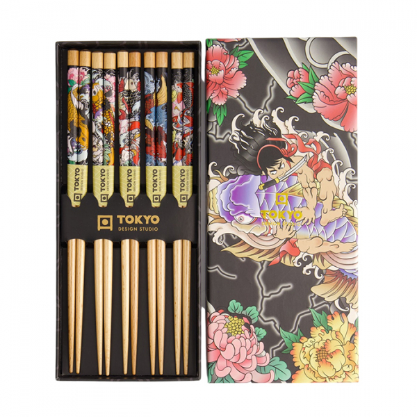 TDS, Chopstick Set, Yakuza Carp, 5 pair, Item No. 21873