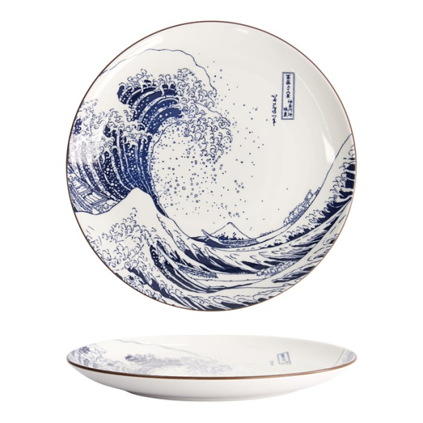 Tokyo Design Studio Teller Hokusai Nami Blau/Weiß, Porzellan, Ø 25,2 cm