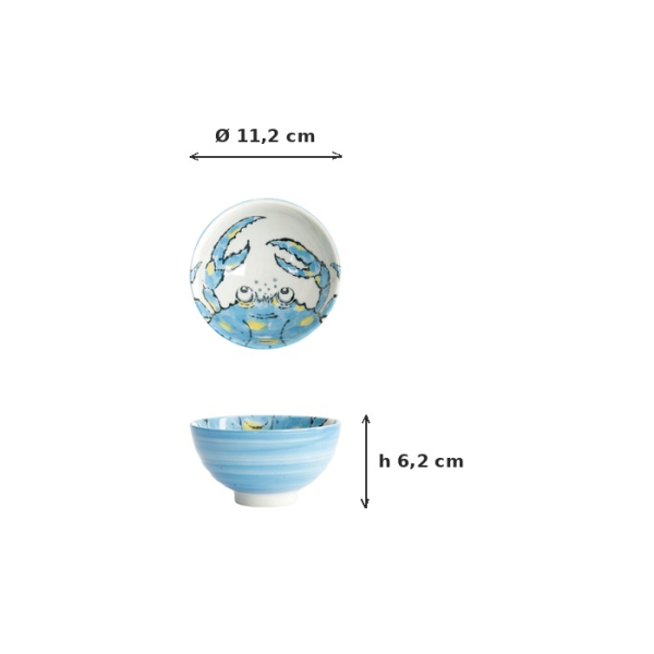 Rice Bowl Seafood Crab Light Blue, Porcelain, Ø 11.2 × 6.2 cm, 300 ml, Item No. 21931