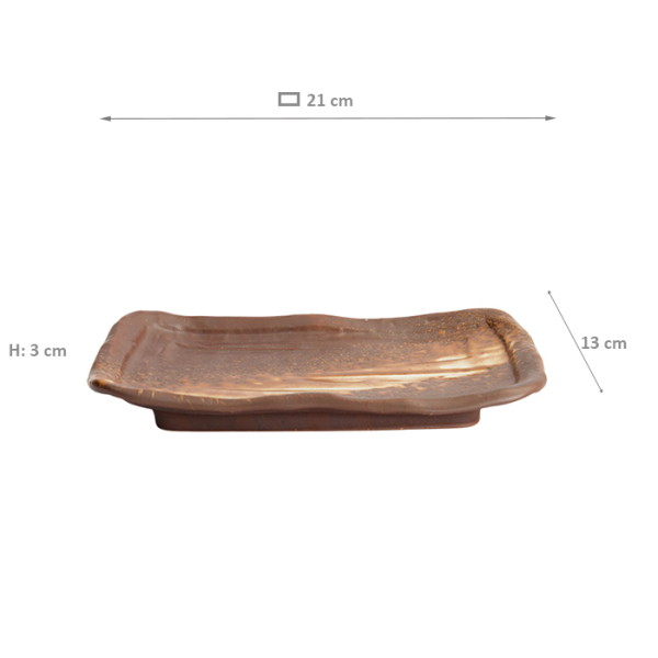 TDS, Square Plate, Brown/White, 21x13x3cm, Item No. 21992
