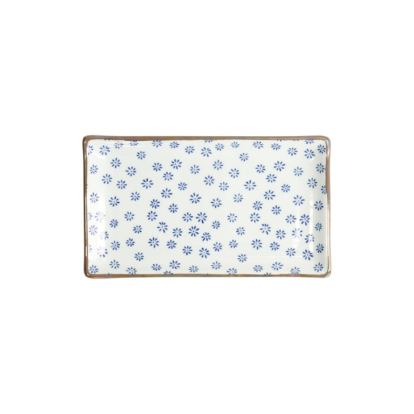Sushi-Platte Japan Flower Mizu Weiß/Blau, Porzellan, 21 × 13,5 cm, Art.-Nr. 22004