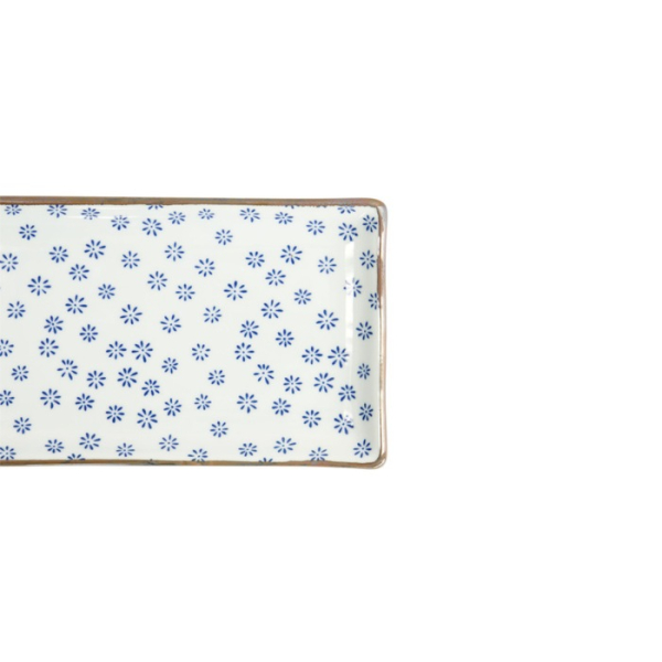 Sushi-Platte Japan Flower Mizu Weiß/Blau, Porzellan, 21 × 13,5 cm, Art.-Nr. 22004