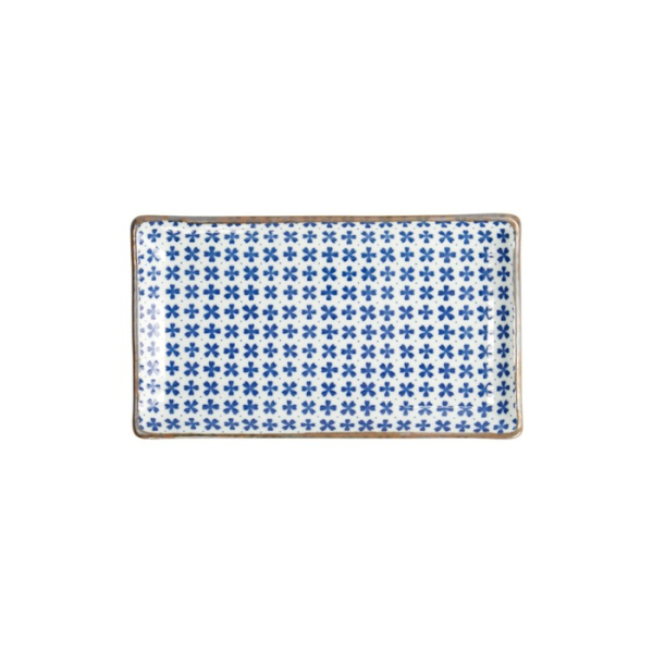 Sushi Plate Japan Flower Sakura White/Blue, Porcelain, 21 × 13.5 cm, Item No. 22005