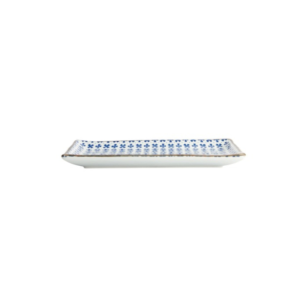 Sushi Plate Japan Flower Sakura White/Blue, Porcelain, 21 × 13.5 cm, Item No. 22005