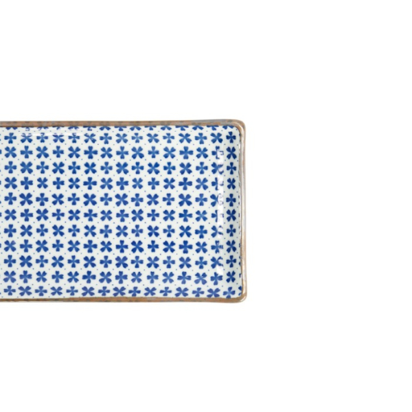 Sushi Plate Japan Flower Sakura White/Blue, Porcelain, 21 × 13.5 cm, Item No. 22005