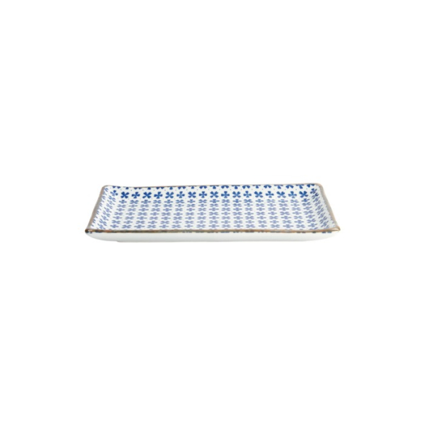 Sushi Plate Japan Flower Sakura White/Blue, Porcelain, 21 × 13.5 cm, Item No. 22005