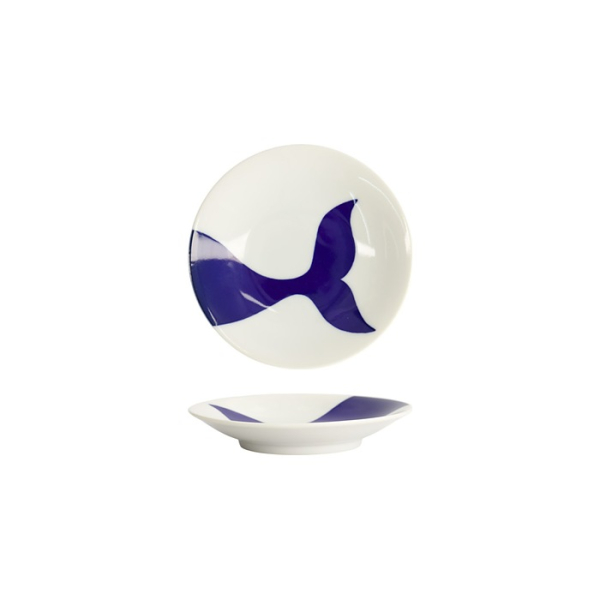 Tokyo Design Studio Teller Kawaii Walfisch Blau/Weiß, Porzellan, Ø 13,7 × 2,4 cm