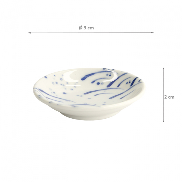 TDS, Soy Sauce Dish, Mixed Plates, Wave, Ø 9 x 2 cm, Item No. 22092