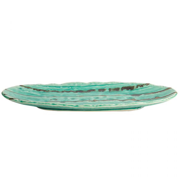 TDS, Oval Plate, Yamasaku Turquoise, 33 x 13.5 x 2 cm - Item No. 22103