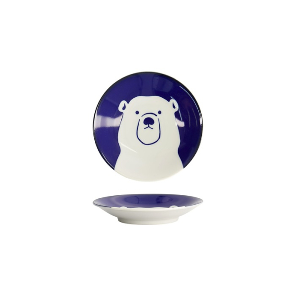 Tokyo Design Studio Teller Kawaii Eisbär Blau/Weiß, Porzellan, Ø 13,7 × 2,4 cm