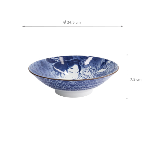 TDS, Bowl, Mixed Bowl Ukiyoe Shunga, Blue/White, Ø 24.5x7.5cm 1400 ml, Item No. 22175