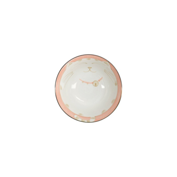 Tayo Bowl Kawaii Cat Neko Pink, Porcelain, Ø 13.5 × 6.8 cm, 300 ml, Item No. 2222