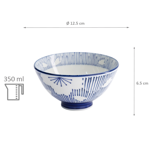 TDS, Rice Bowl, Sakura Stripe, Blue, Ø 12.5x6.5cm 350ml, Item No. 22247