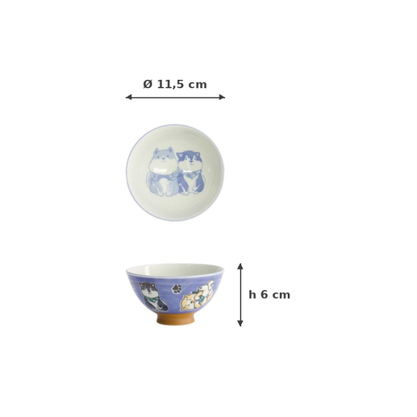 Reisschale Kawaii Multi Shiba-Dog, Porzellan, Ø 11,5 × 6 cm, 300 ml, Art.-Nr. 22248