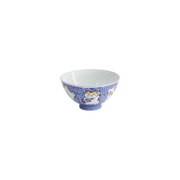 Reisschale Kawaii Karakusa Lucky Cat Blau, Porzellan, Ø 11,5 × 6 cm, 300 ml, Art.-Nr. 22250