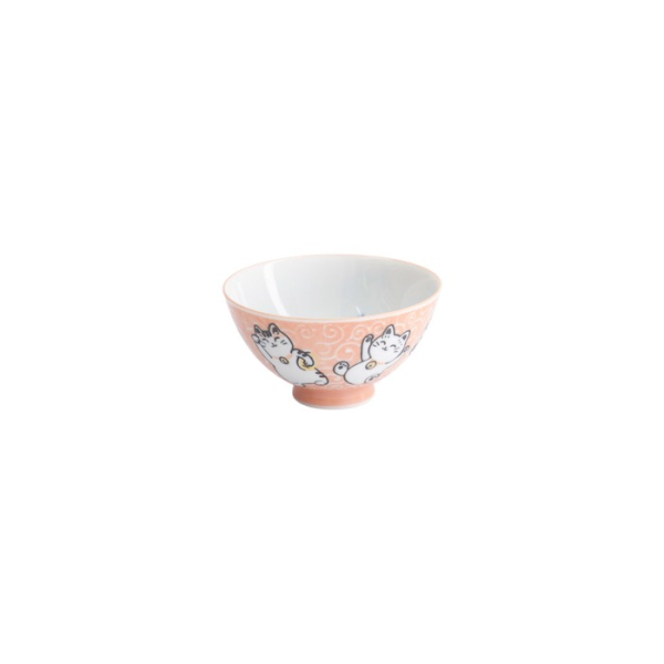 Rice Bowl Kawaii Karakusa Lucky Cat Orange, Porcelain, Ø 11.5 × 6 cm, 300 ml, Item No. 22251