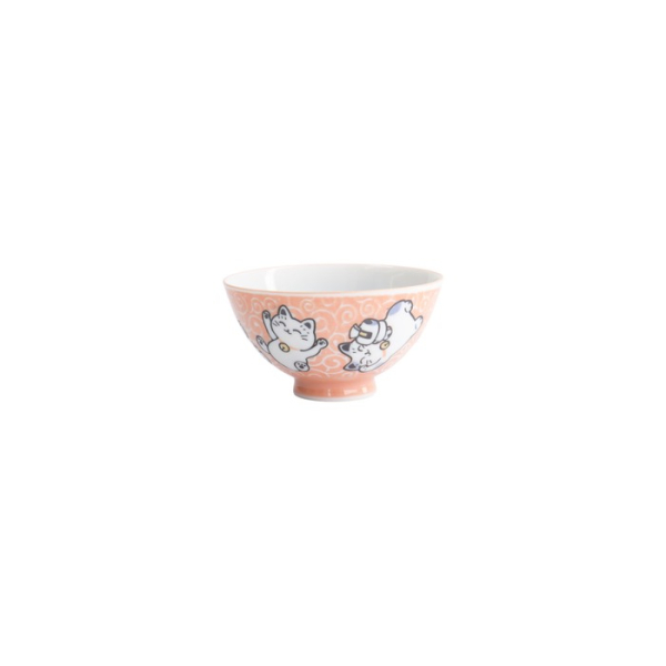 Rice Bowl Kawaii Karakusa Lucky Cat Orange, Porcelain, Ø 11.5 × 6 cm, 300 ml, Item No. 22251