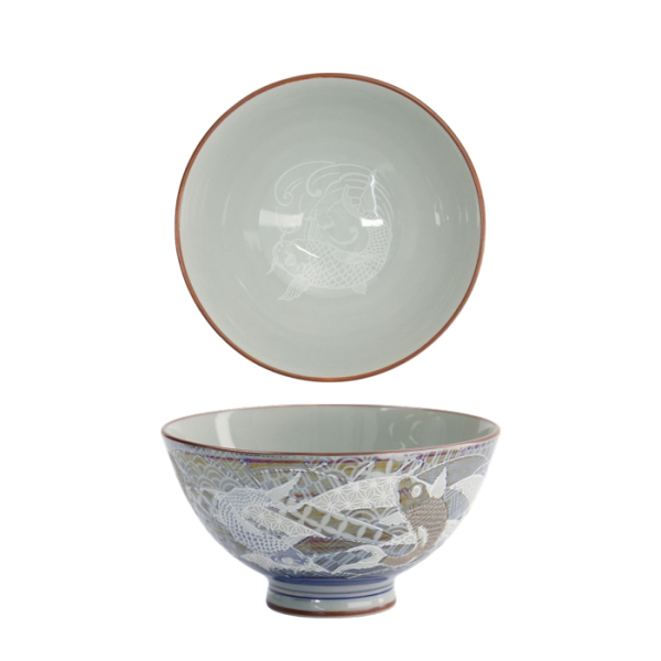 TDS, Rice Bowl, Kawaii, Luster Carp, Blue, Ø 11.5 x 6 cm, 300ml - Item No. 22252