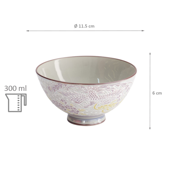 TDS, Rice Bowl, Kawaii, Luster Phoenix, Purple, Ø 11.5 x 6 cm, 300ml - Item No. 22254