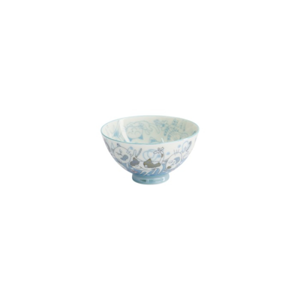 Rice Bowl Kawaii Funny Cat Blue, Porcelain, Ø 11.5 × 6 cm, 300 ml, Item No. 22257