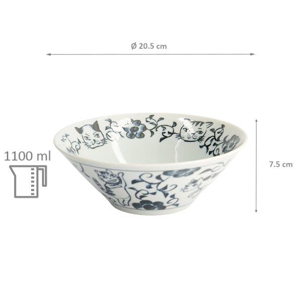 TDS, Bowl, Neko Maruke, Cat, Ø 20.5x7.5cm 1100ml, Item No. 22299