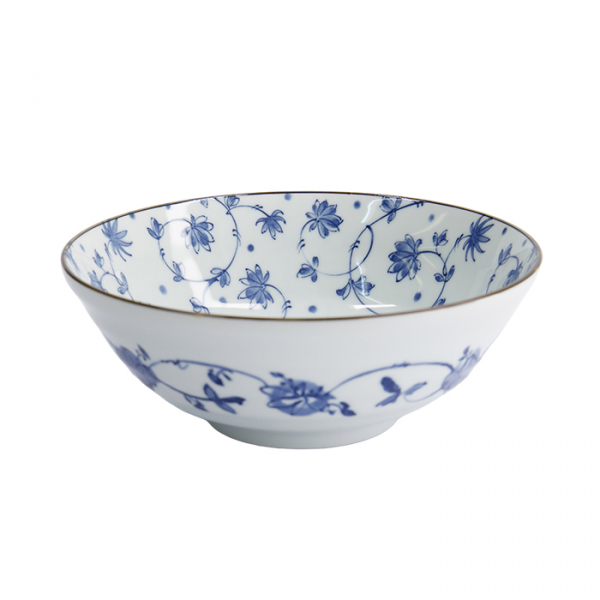 TDS, Ramen Bowl, Natsu Karakusa, Blue/White, Ø 21 x 7.8 cm 1000ml - Item No. 22310