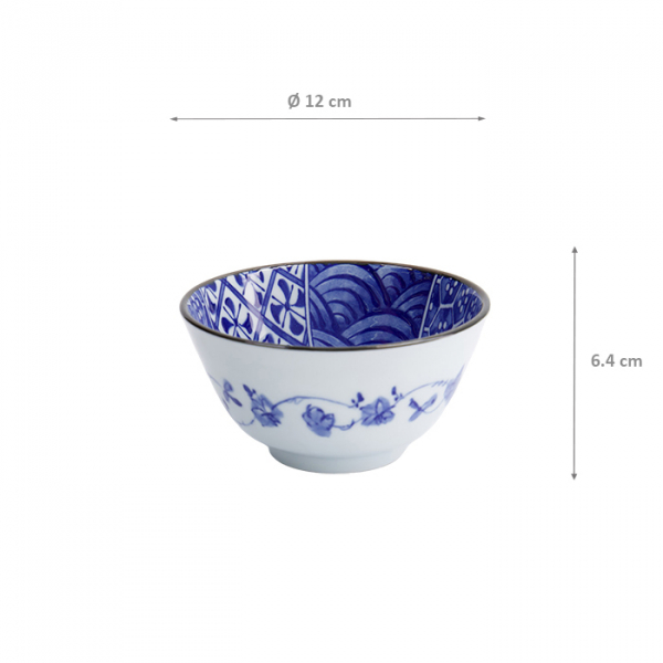 TDS, Rice Bowl, Natsu Shozui, Ø 12 x 6.4 cm, Blue/White - Item No. 22317