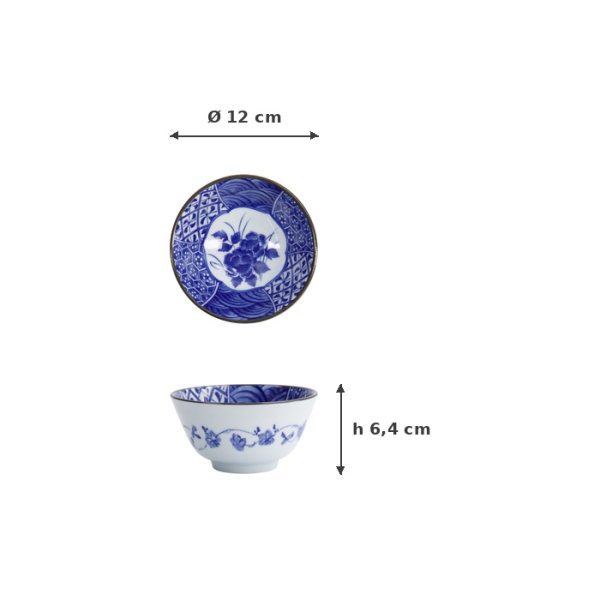 Reisschale Natsu Shozui Blau/Weiß, Keramik, Ø 12 × 6,4 cm, Art.-Nr. 22317