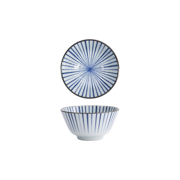 Tokyo Design Studio Reisschale Natsu Tokusa Blau/Weiß, Porzellan, Ø 12 × 6,4 cm, 350 ml