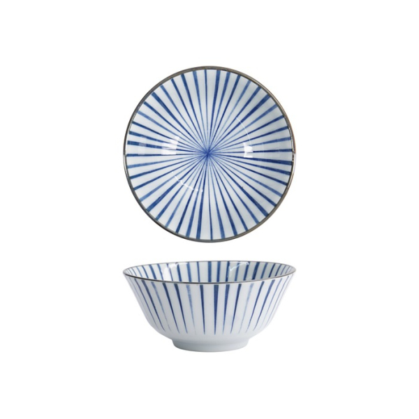 Tokyo Design Studio Tayo Bowl Natsu Tokusa Blue/White, Porcelain, Ø 15.2 × 6.7 cm, 500 ml