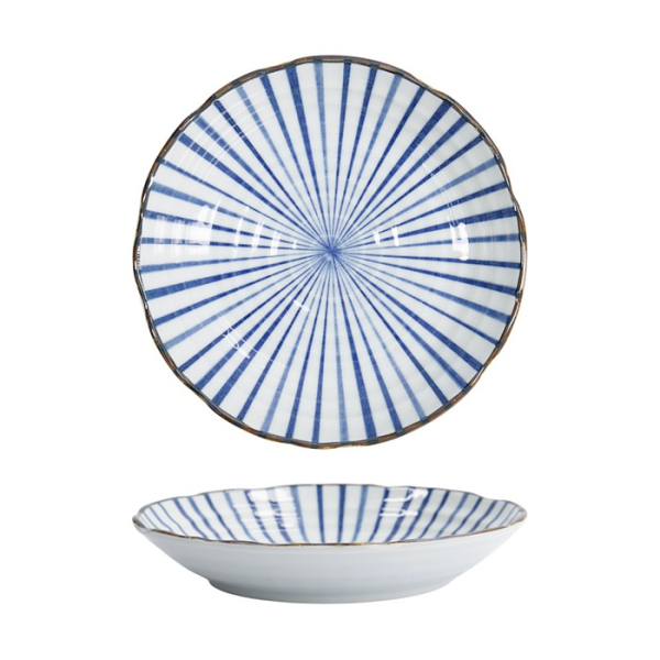 Tokyo Design Studio Plate Natsu Tokusa Blue/White, Porcelain, Ø 22 × 4 cm