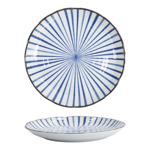 Tokyo Design Studio Plate Natsu Tokusa Blue/White, Porcelain, Ø 24.7 × 3 cm