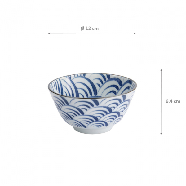 TDS, Rice Bowl, Natsu Nami, Ø 12 x 6.4 cm, Blue/White - Item No. 22335