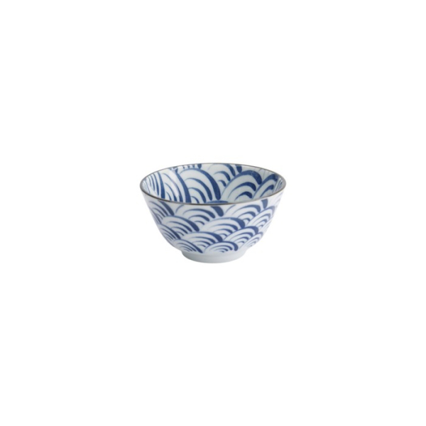 Reisschale Natsu Nami Blau/Weiß, Porzellan, Ø 12 × 6,4 cm, 350 ml, Art.-Nr. 22335