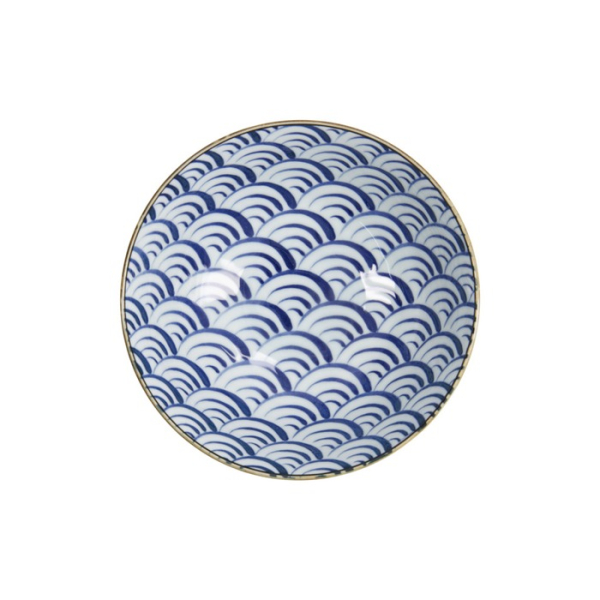 Ramenschale Natsu Nami Blau/Weiß, Porzellan, Ø 21 × 7,8 cm, 1 l, Art.-Nr. 22337