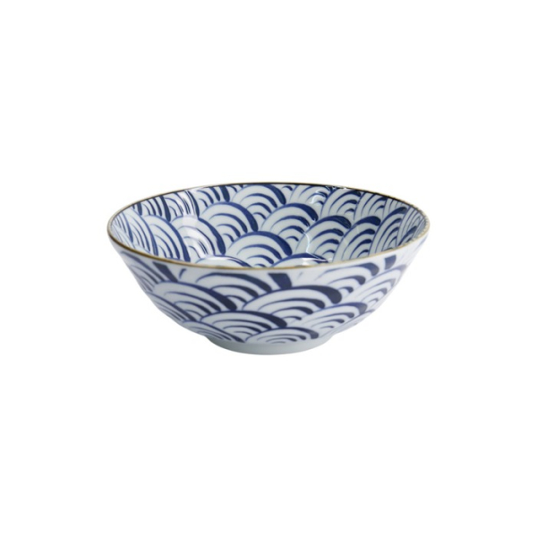Ramenschale Natsu Nami Blau/Weiß, Porzellan, Ø 21 × 7,8 cm, 1 l, Art.-Nr. 22337