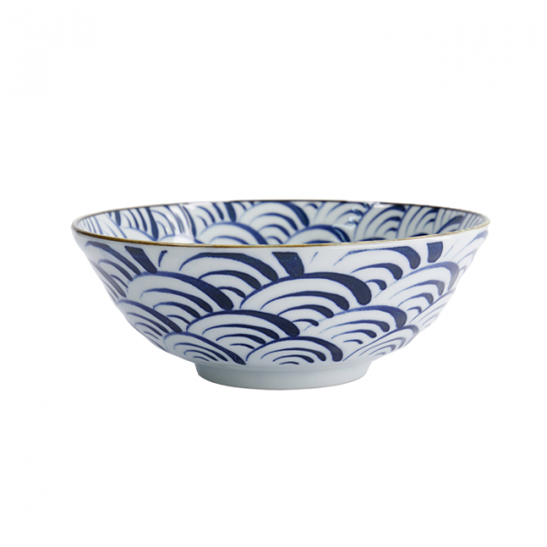 TDS, Ramen Bowl, Natsu Nami, Blue/White, Ø 21 x 7.8 cm 1000ml - Item No. 22337