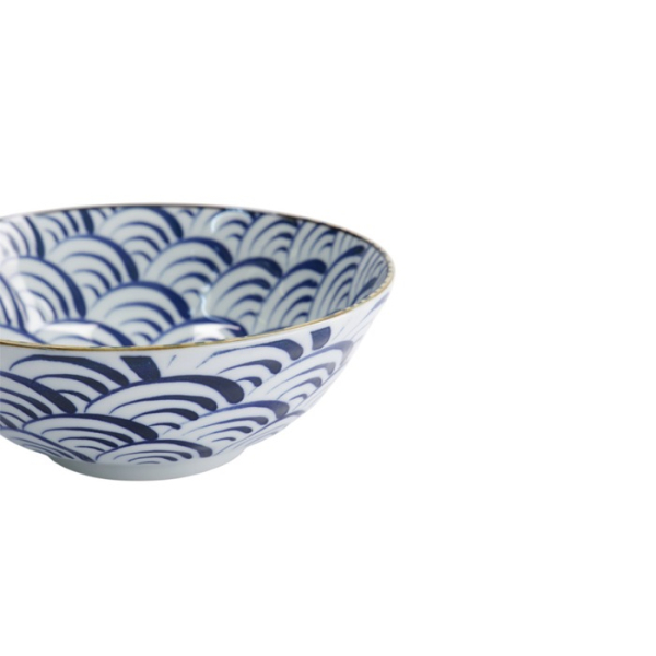 Ramenschale Natsu Nami Blau/Weiß, Porzellan, Ø 21 × 7,8 cm, 1 l, Art.-Nr. 22337