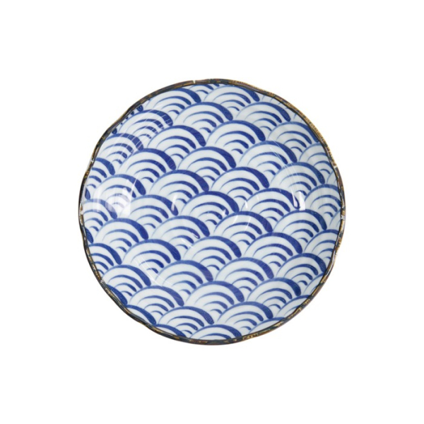 Plate Natsu Nami Blue/White, Porcelain, Ø 22 × 4 cm, Item No. 22339