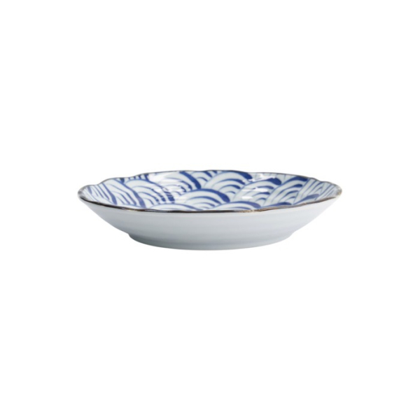 Plate Natsu Nami Blue/White, Porcelain, Ø 22 × 4 cm, Item No. 22339