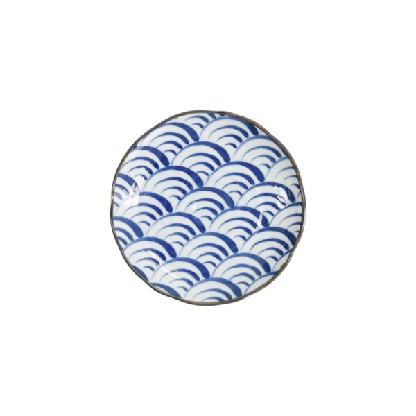 Teller Natsu Nami Blau/Weiß, Porzellan, Ø 16,5 × 2 cm, Art.-Nr. 22340