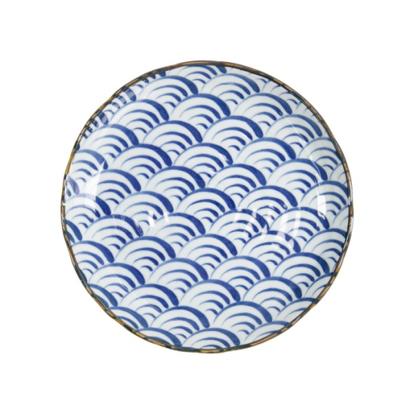Plate Natsu Nami Blue/White, Porcelain, Ø 24.7 × 3 cm, Item No. 22341